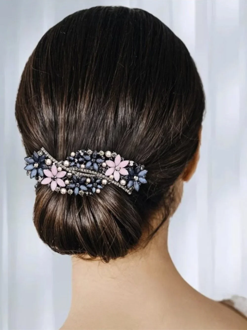 Elegant Wavy Hairpin - Double-Sided Pink & Navy (4